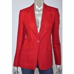 Max Mara Red Linen One Button Blazer sz 6